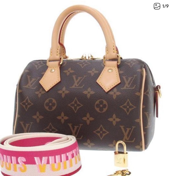Louis Vuitton Brown Monogram Satchel with Pink Strap - Picture 1 of 3